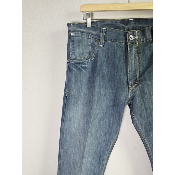 Levis 514 Jeans Men 36 X 30 Blue Slim Straight Droit Medium Wash Flap Pockets - Picture 5 of 12